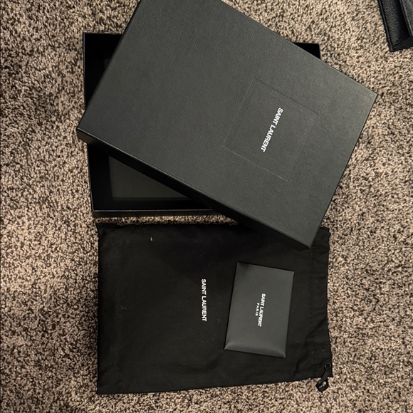 Yves Saint Laurent Black Quilted Clutch with Gold Logo - Picture 2 of 6